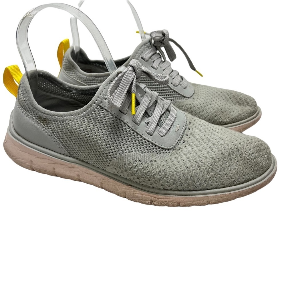 COLE HAAN ZERO GRAND Gray Yellow Knit Sneakers Athletic Casual Shoes sz 7.5